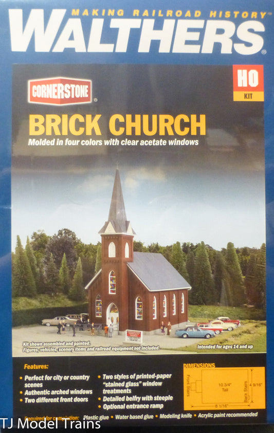Walthers HO #933-3496 Brick Church (Plastic Kit) We Combine Ship by weight :)