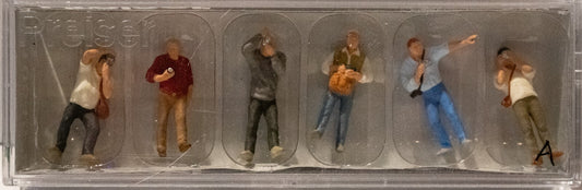 Preiser HO #10545A Railfans w/Cameras -- pkg(6)
