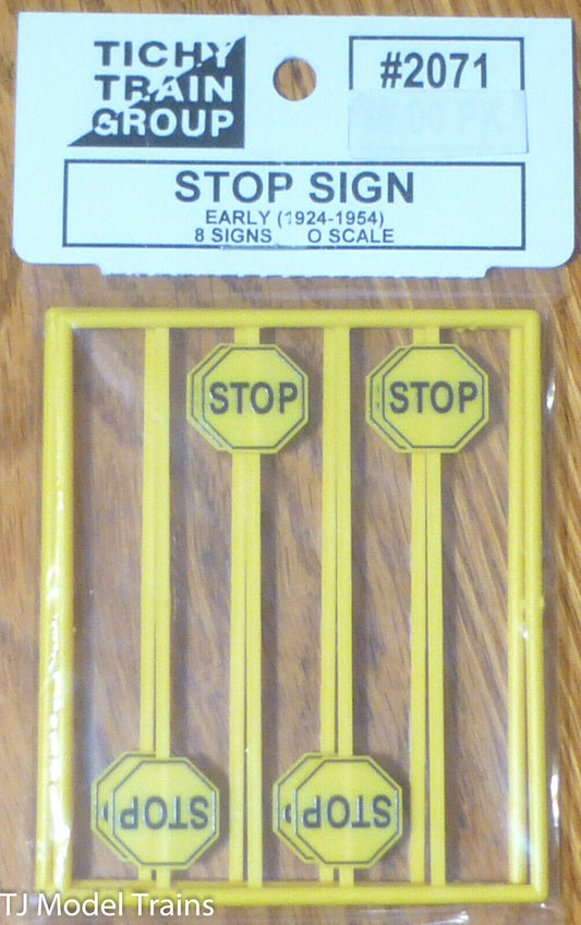 Tichy Train Group #2071 (O Scale) Yellow Stop Signs (8 in pkg) 1924-1954