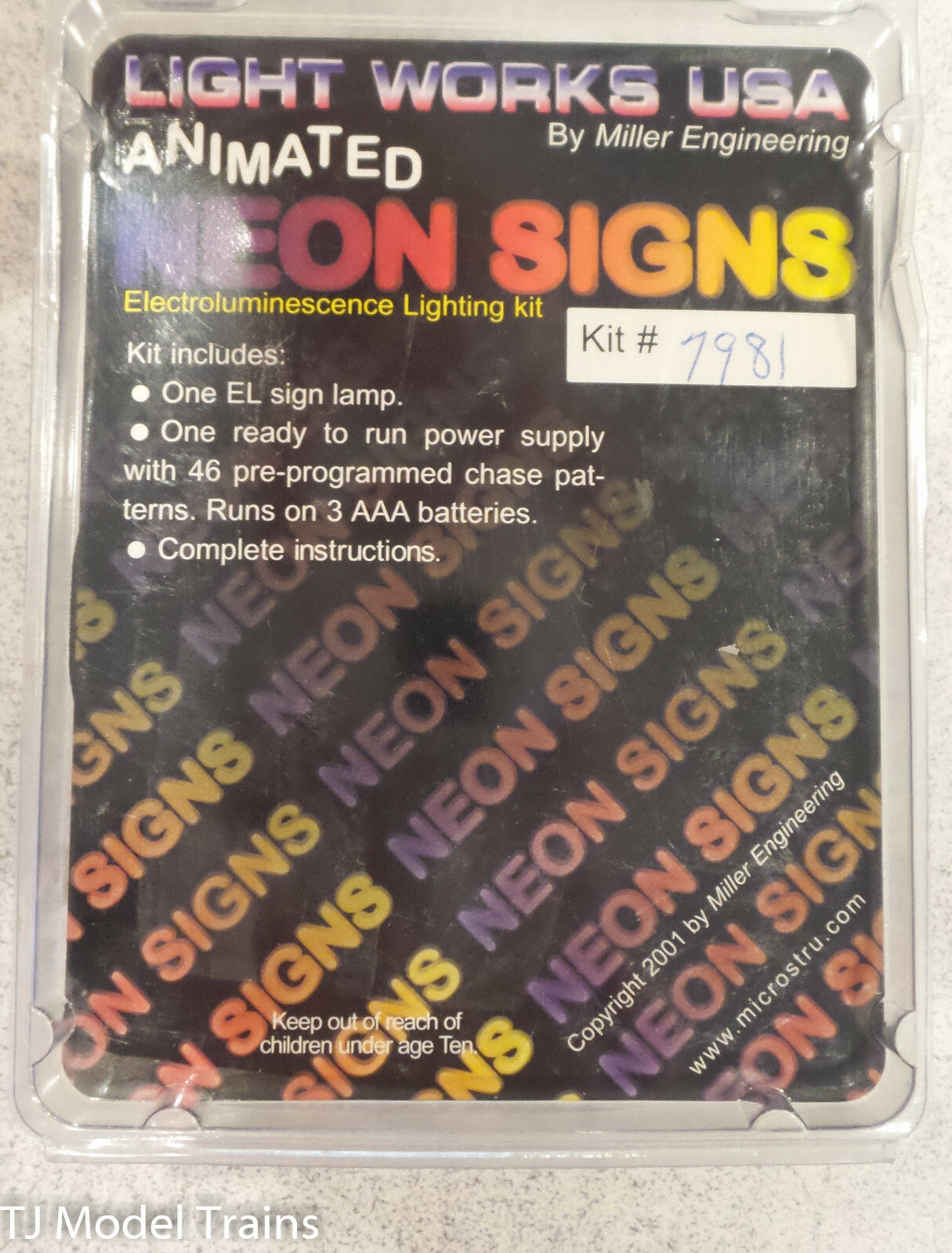 MicroStructures #7981 Animated Neon Billboards-White Fuel;3.8" Tall x 3.4" Wide