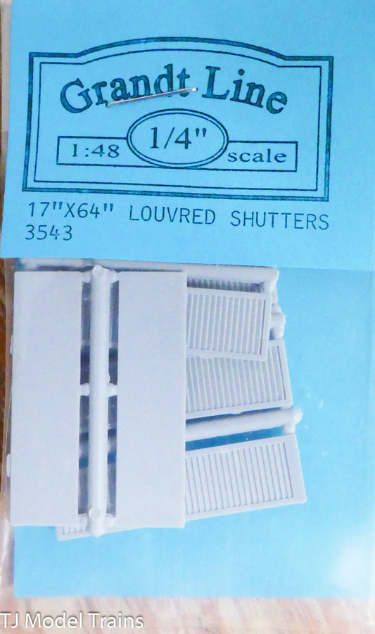 Grandt Line O #3543 Louvered Window Shutters -- 17 x 64" (Plastic)