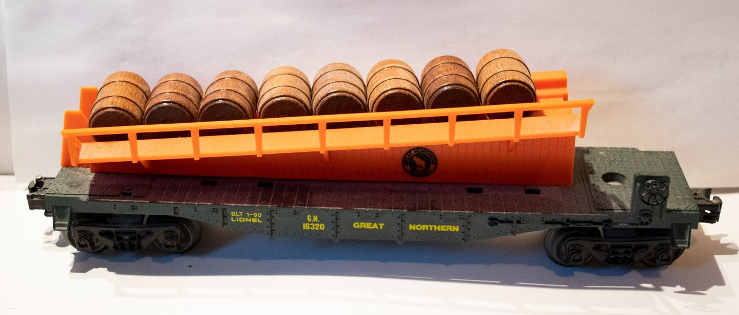 Lionel O Scale (Used) #16320 Lionel Great Northern Barrel Ramp Car
