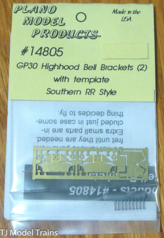 Plano HO #14805 GP30 Highhood Bell Brackets (2) with template Southern RR Style
