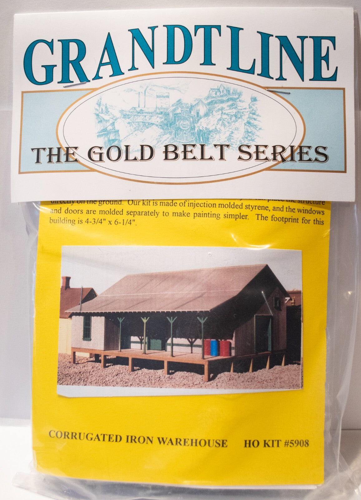 Grandt Line HO #5908 Corrugated Iron Warehouse -- Kit - 4-3/4 x 6-1/4" 11.9 x 15