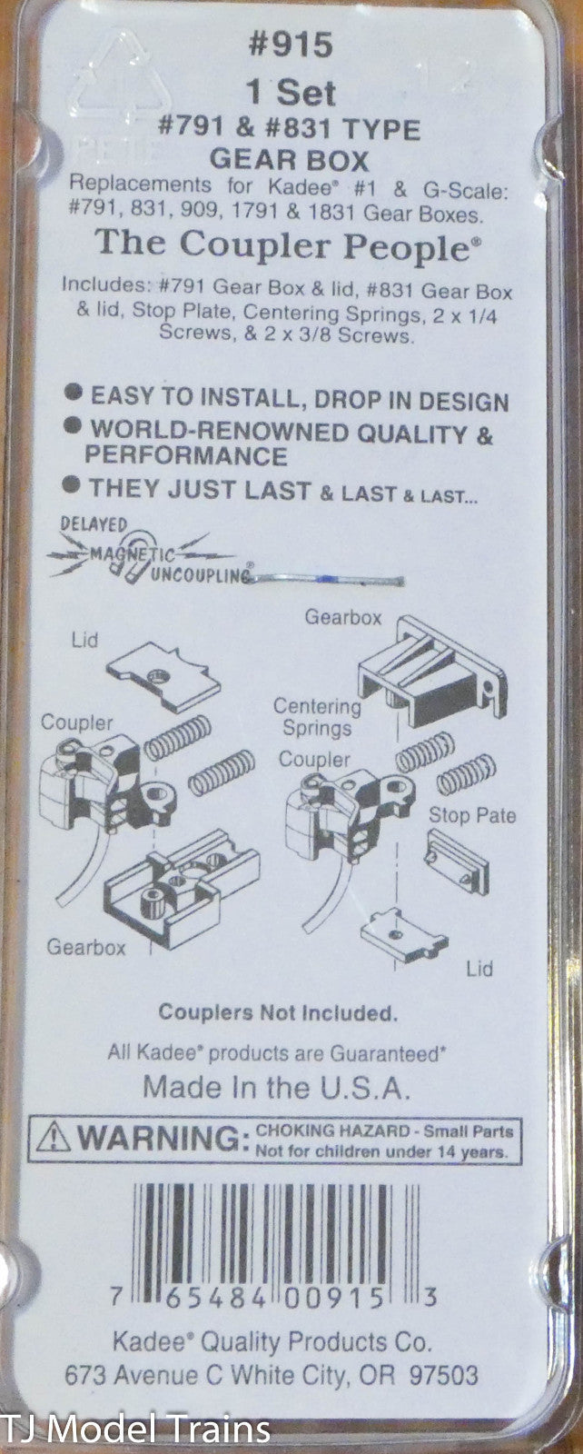 Kadee #915 (G Scale) Gear Boxes #791 & 831 Type (1 Each in pkg)