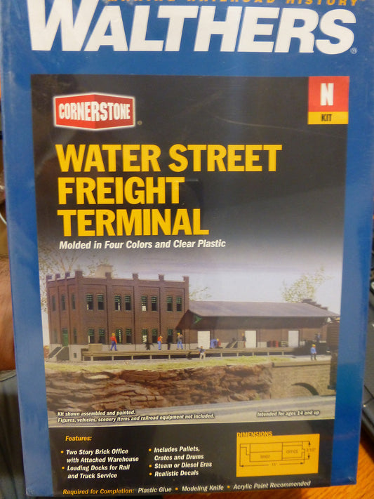 Walthers N #933-3201 Water Street Freight Terminal -- Kit - 11 x 3-1/2" 27.5 x 8