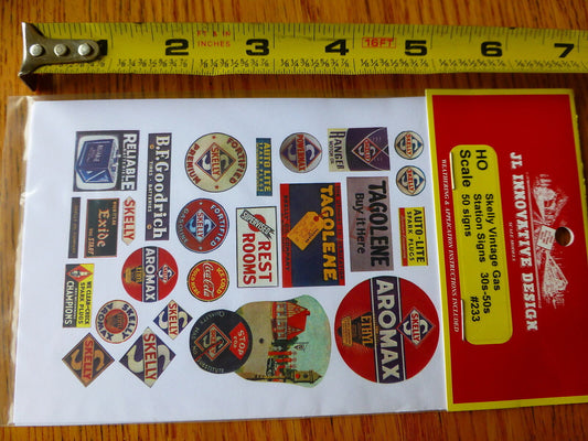 JL Innovative Design HO #233 Skelly Vintage Gas Station Signs 30s-50sPaper Signs