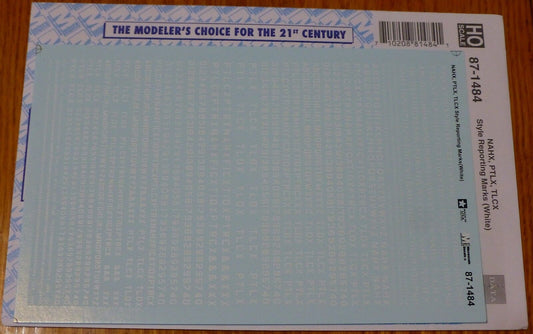 Microscale Decal HO #87-1484 NAHX, PTLX, TLCX Style Reporting Marks (White)