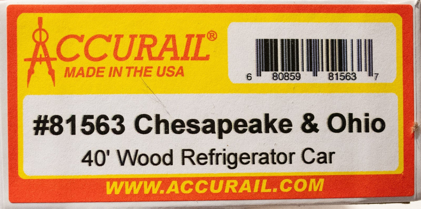 Accurail #81563 40' Wood Reefer - Kit -- Chesapeake & Ohio #81025 (Boxcar Red)