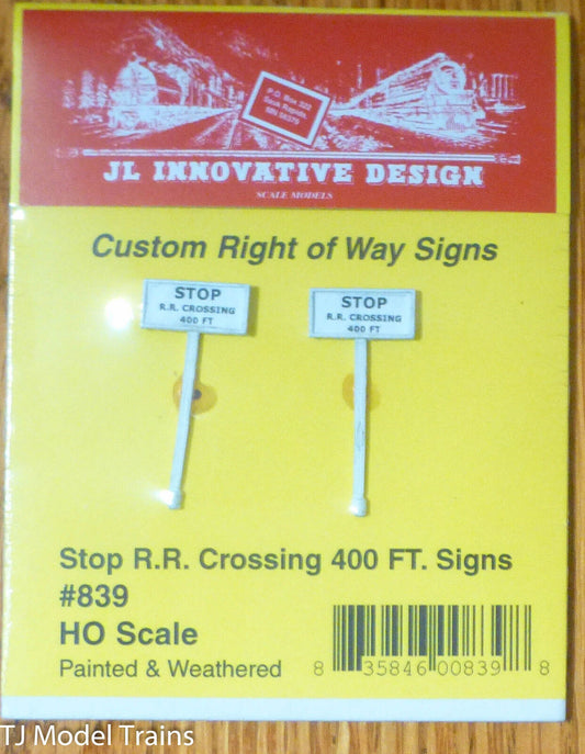 JL Innovative Design #839 Custom Railroad Right-of-Way Signs -- Stop Railroad Cr
