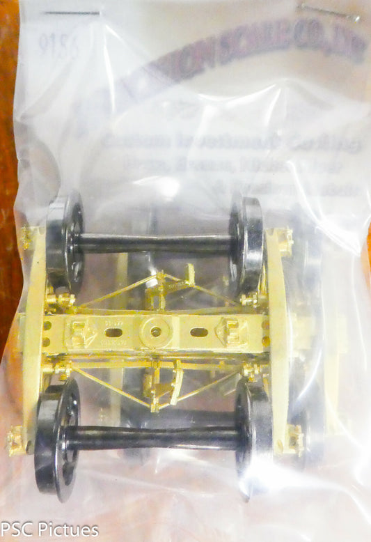 Precision Scale O #9156 Trucks, AAR 50-Ton Bettendorf, Fully Sprung & Equalized