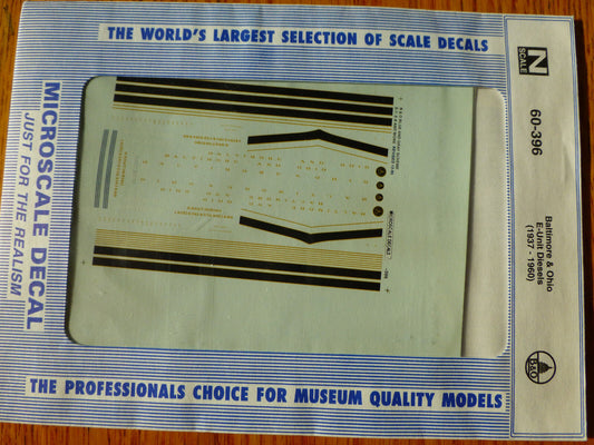 Microscale Decal N  #60-396 B&O Diesels - E-Unit - Black & Grey Scheme