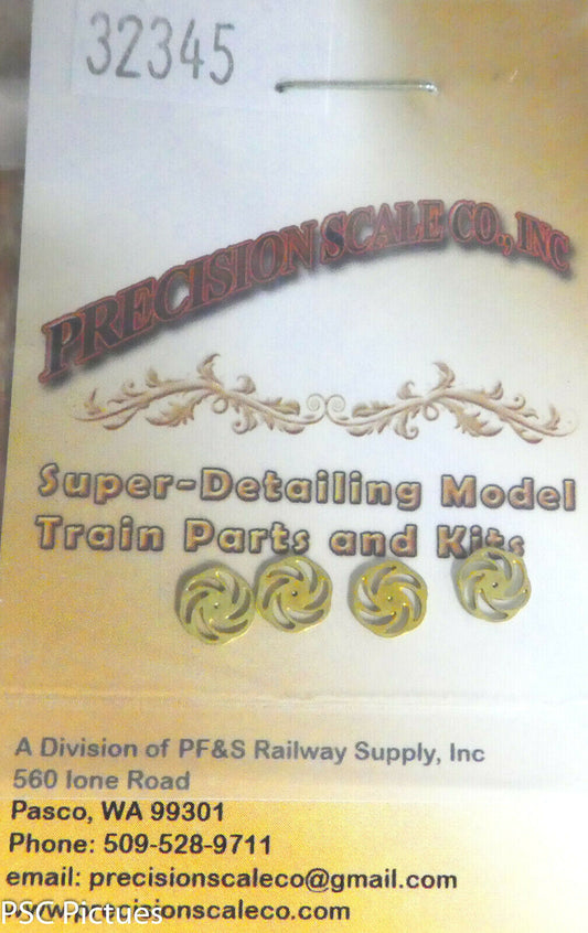 Precision Scale HO #32345 Brake Wheels for: PRR Passenger & Freight (Brass)