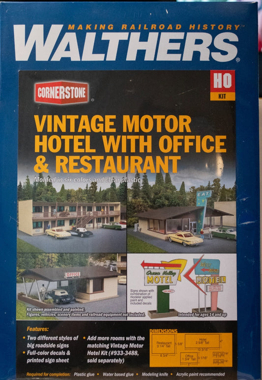 Walthers Cornerstone #933-3487 Vintage Motor Hotel with Office and Restaurant --