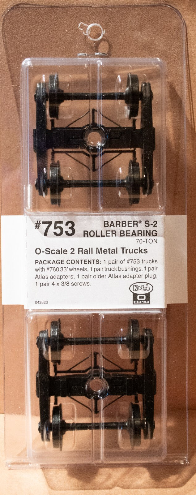 Kadee #753 2 Rail Barber S-2 Roller bearing Metal Trucks with 33" Smooth Back Me