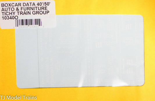 Tichy Train Group Decal #10340O Boxcar Data 40'/50' Auto & Furniture (Decal)