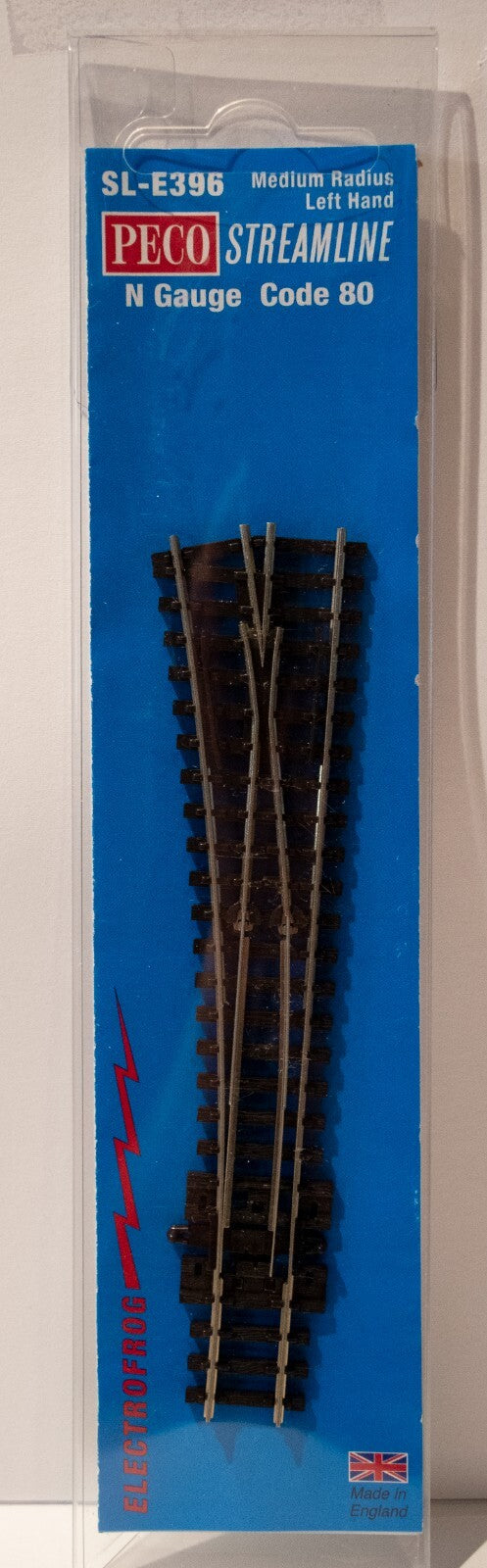 Peco #SL-E396 Code 80 Medium Radius #6 Turnout - Streamline -- Left Hand Electro