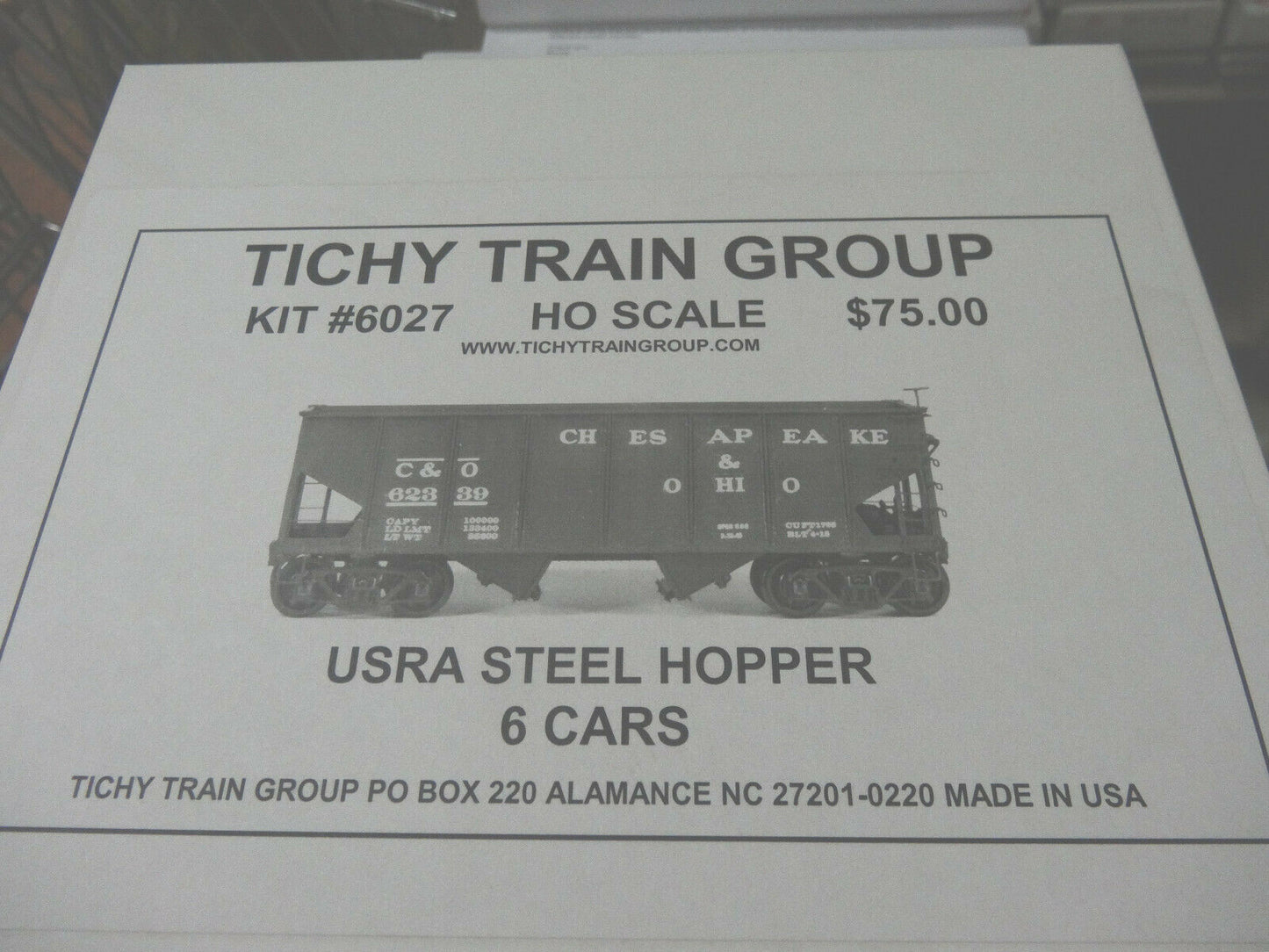 Tichy Train Group #6027 HO 36' USRA 2-Bay Open Steel Hopper - Undecorated 6-Pack