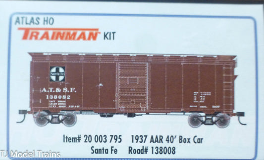 Atlas HO #20003795 (Rd #138008) (Trainman 1937 AAR 40' Boxcar Kit) Santa Fe