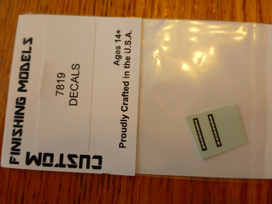 Custom Finishing HO #7819 Decal Set -- For Nordberg Scarifier