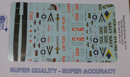 Microscale Decal 1:48 Scale #48-1116 / F/A-18C Hornet CAGs, VF A-146 & VFA-147