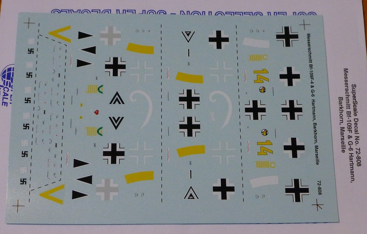 Microscale Decal 1:72 Scale #72-808 / Messerschmitt BF-109F-4 & G-6 Hartmann, Ba