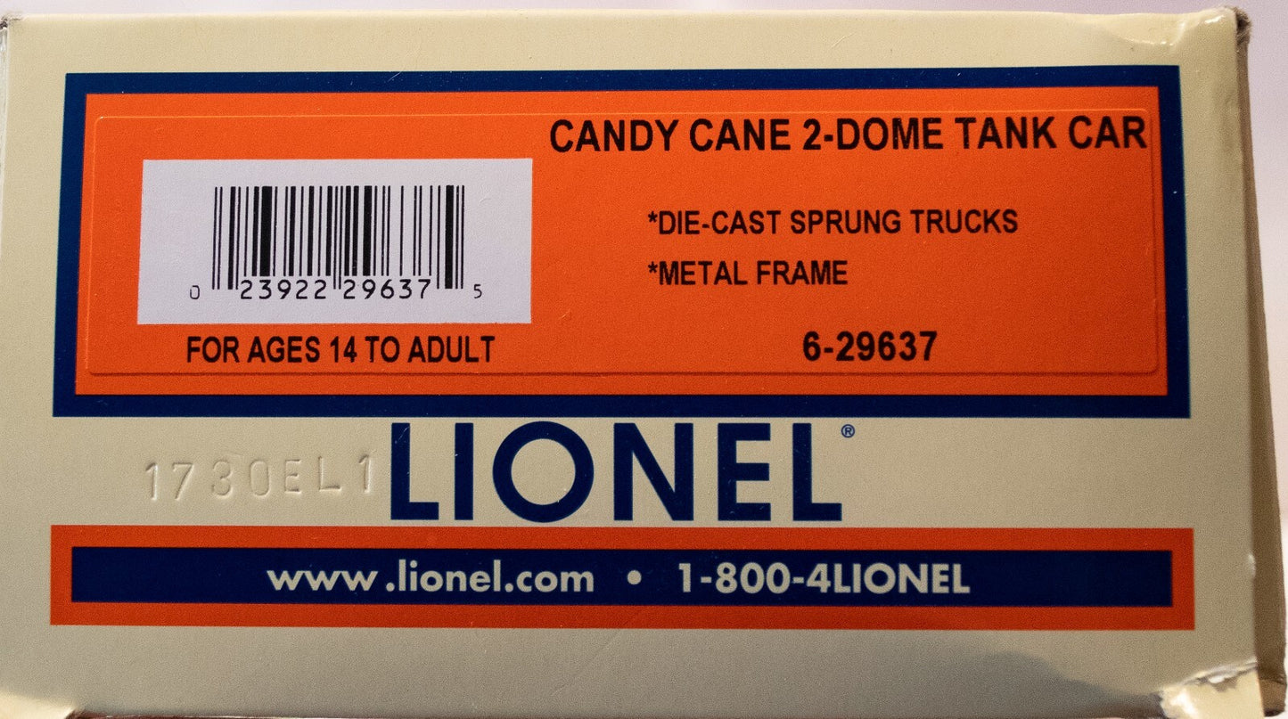 Lionel O Scale  #6-29637 CANDY CANE TWO-DOME TANK CAR