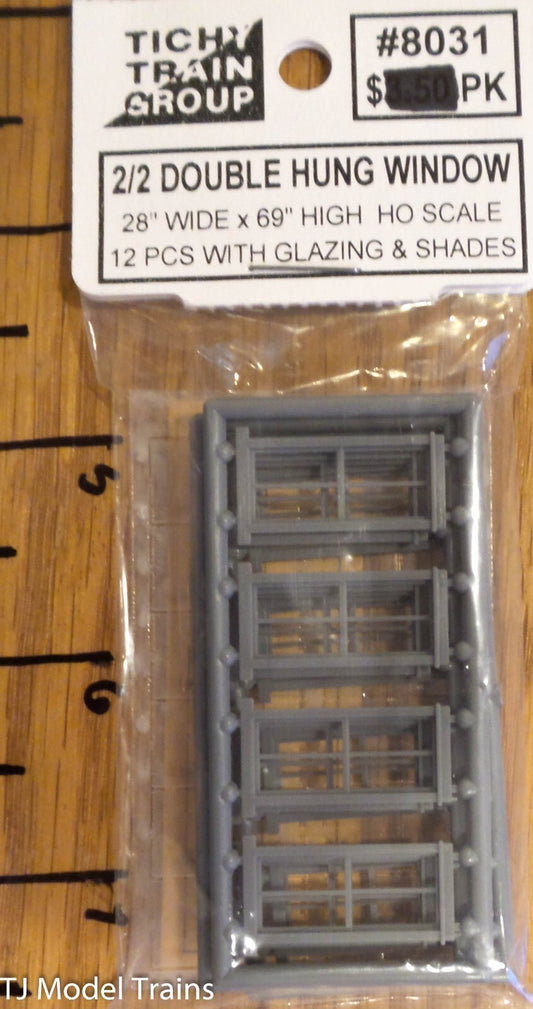 Tichy Train Group HO #8031 Windows - Double Hung pkg(12) -- 2/2 - Scale 28 x 69"