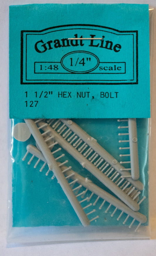 Grandt Line O #127 Hex Nut & Bolt Without Washer pkg(100) -- Scale 1-1/2"