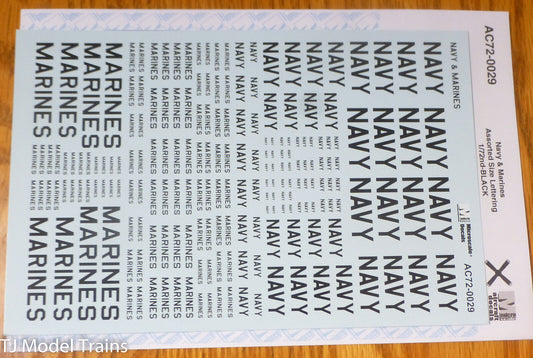 Microscale Decal #AC72-0029 Black-Navy and Marines Assorted size lettering