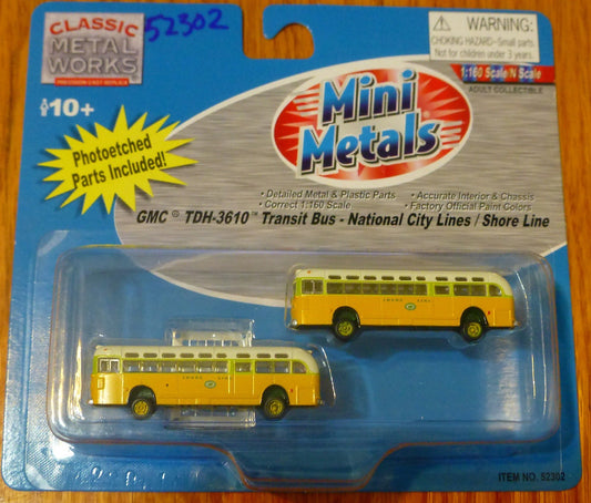 Classic Metal Works #52302 National City Lines GMC TD 3610 Transit Bus 2-Pack