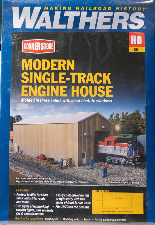 Walthers #933-2985 Modern Single-Track Engine House -- Kit - 11 x 4-1/4 x 4-1/4"
