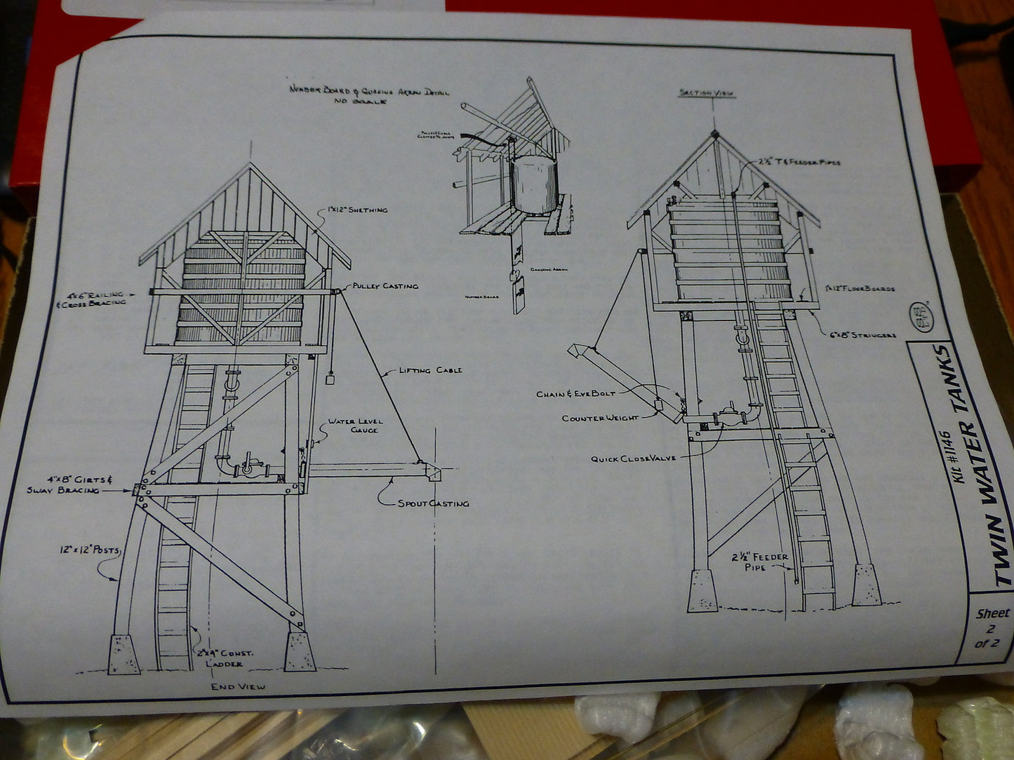 Scale Structures Ltd. #1145 Twin Water Tanks -- Kit - 4 x 2-3/4"  (kit Form)