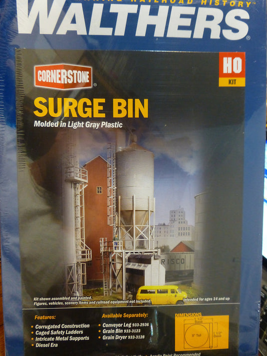 Walthers HO #933-2935 Grain Surge Bin -- Kit - 1-1/2 x 1-1/2 x 9" 3.8 x 3.8 x 2