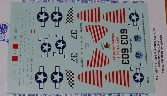 Microscale Decal 1:72 Scale #72-879 / P-47D Thunderbolts, 527th FS/ 86th FG &