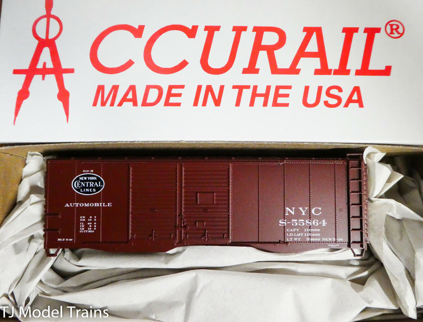Accurail HO #3640 (Rd #55864) New York Central (40' Steel Boxcar) Plastic Kit