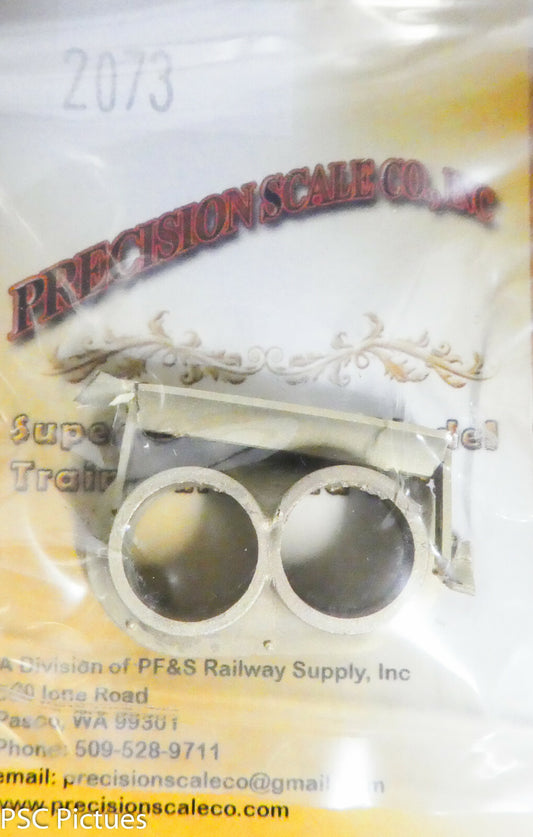 Precision Scale O #2073 Stack & Exhaust Splitter, Cabforward (Brass)