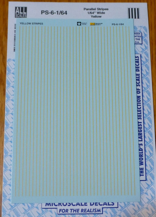Microscale Decal #PS-6-1/64 Parallel Stripes Yellow, 1/64"