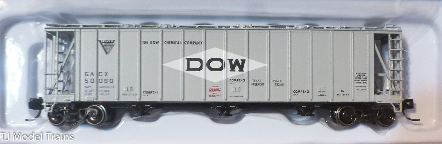 Atlas N #50002906 DOW General American 3500 Dry-Flo 3-Bay Covered Hopper -50090