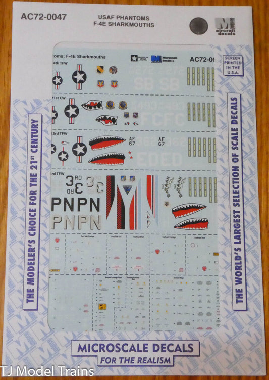 Microscale Decal 1/72 #AC72-0047 USAF Phantoms F-4E Sharkmouths