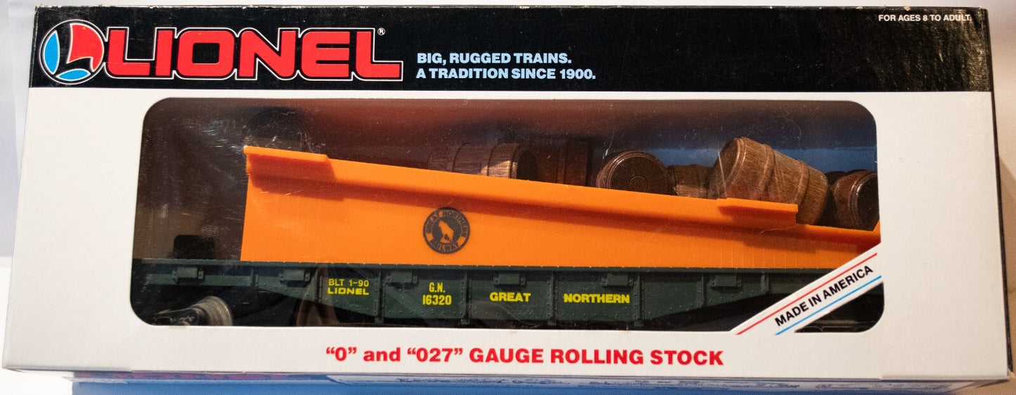 Lionel O Scale (Used) #16320 Lionel Great Northern Barrel Ramp Car