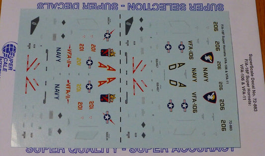 Microscale Decal 1:72 Scale #72-883 / F/A-18F Super Hornets: VFA-106 & VFA-11