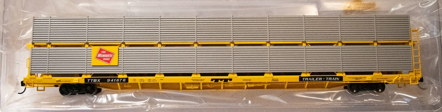 Walthers HO #910-8119 89' Flatcar w/Bi-Level Shielded Auto Rack - Ready to Run -