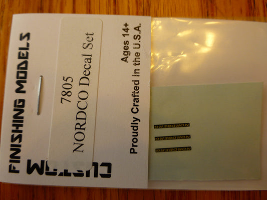 Custom Finishing HO #7805 NORDCO Decal Set