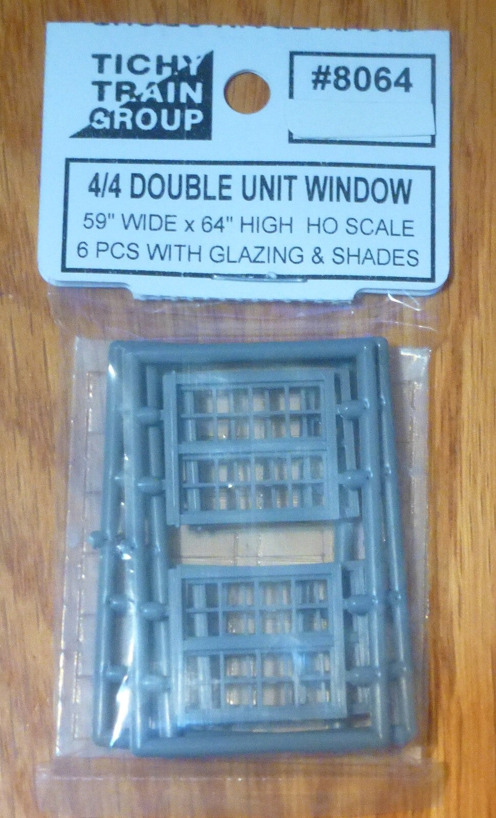 Tichy Train Group HO #8064 Windows - Double Hung pkg(6) -- 4/4 Double; Scale 59"