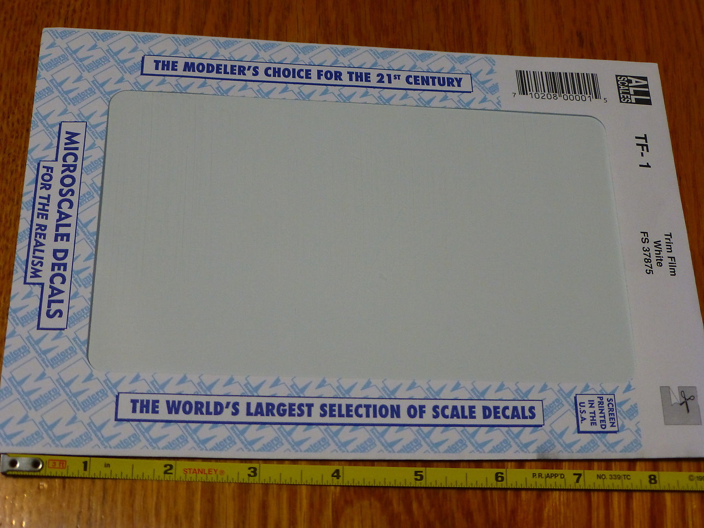 Microscale Decal #TF-1 Trim Film - White 4 1/2in x 7 1/2in  (Use with Any Scale)