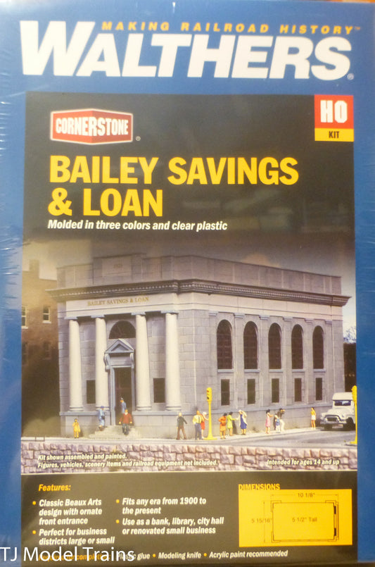 Walthers HO #933-3031 Bailey Savings & Loan -- Kit - 10-1/8 x 5-15/16 x 5-1/2"