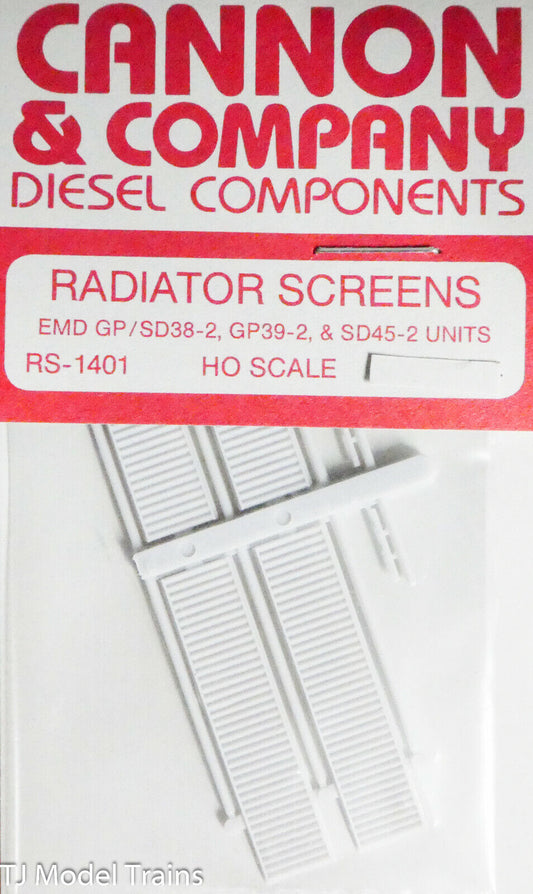 Cannon & Company HO #1401 Radiator Screens for: EMD GP/SD38-2 & SD45-2 Units (4
