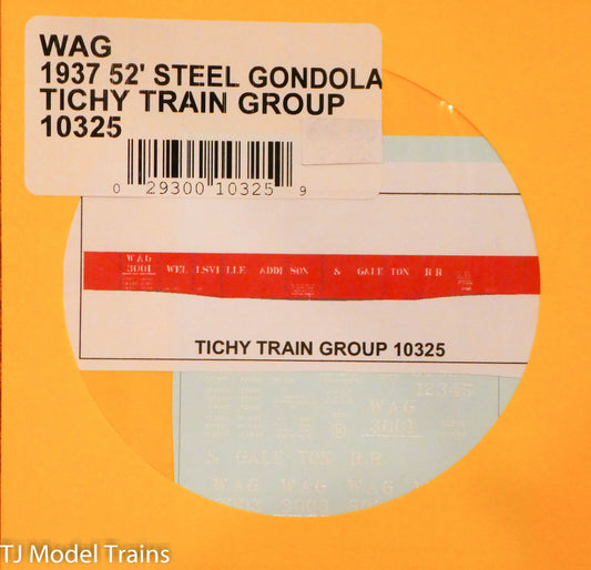 Tichy Train Group HO #10325 WAG 52' Steel Gondola (1937) (Decal)