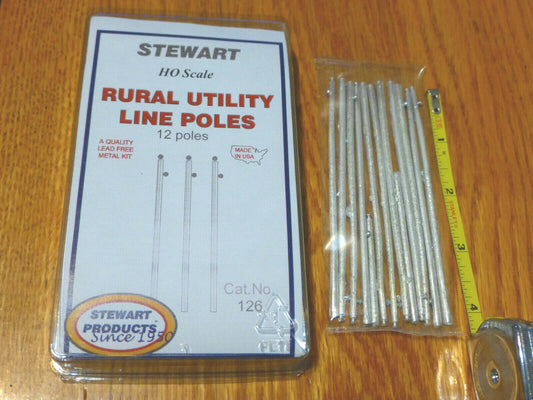 Stewart HO Scale #126 Rural Utiliy Poles -- 4-1/2" 11.4cm pkg(12)